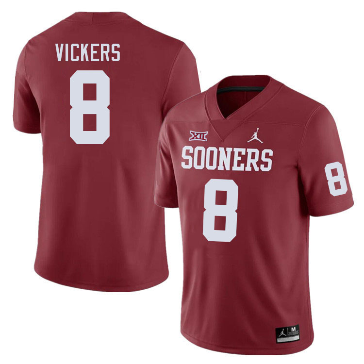 Men #8 Makari Vickers Oklahoma Sooners College Football Jerseys Stitched-Crimson